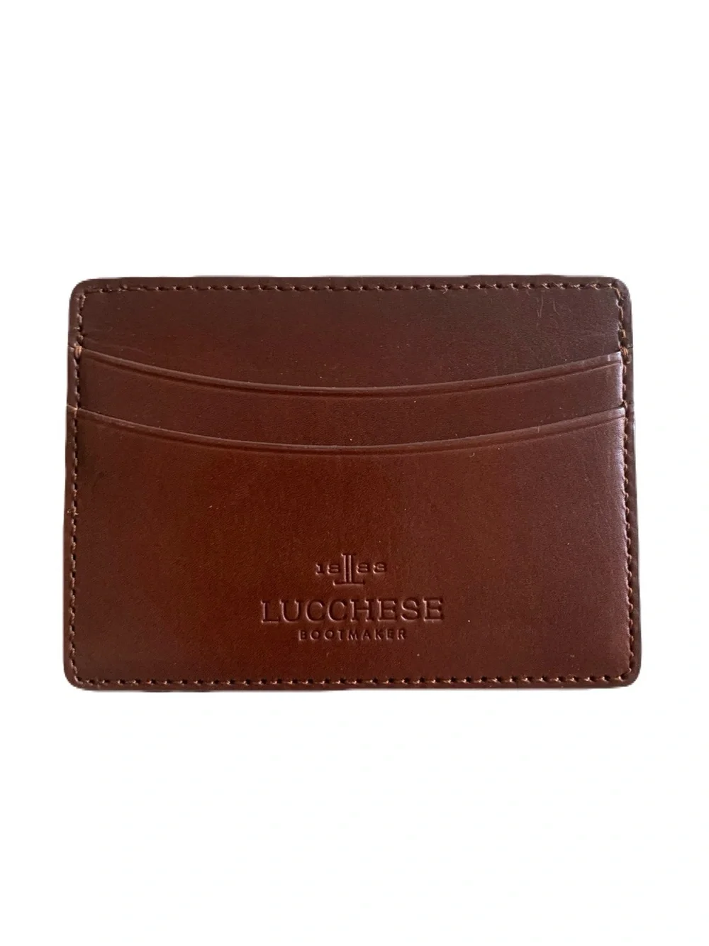 Lucchese Brown Leather 5 Pocket Credit Business Card Case Classic Minimalist